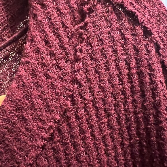 We The Free Cranberry Waffle knit ribbed hem, Oversized S Small P2P 24" 32" Long - Picture 11 of 12